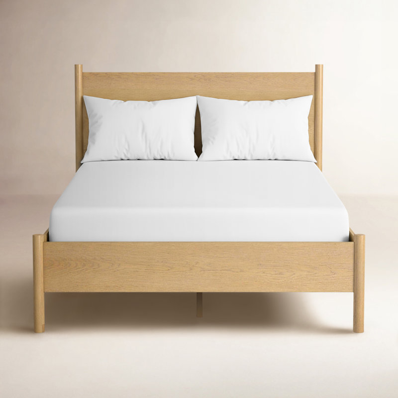 Lennon Rounded Leg Bed, Light Brown, Queen
