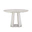 Table de salle à manger ronde en marbre de 47 po, table de cuisine moderne avec plateau en faux marbre ultrabrillant et base en acier inoxydable pour la salle à manger, cuisine (argent, blanc) (table seulement)-2083002956-2083002955