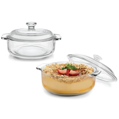 Libbey Baker's Basics 2-Piece Glass Casserole Baking Dish Set With Glass Covers
