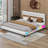 King Size Upholstered Platform Bed With LED Light Strips