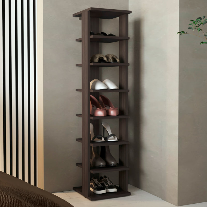Range-chaussures - Range-chaussures mince à 7 niveaux, conception moderne, Brun-noir