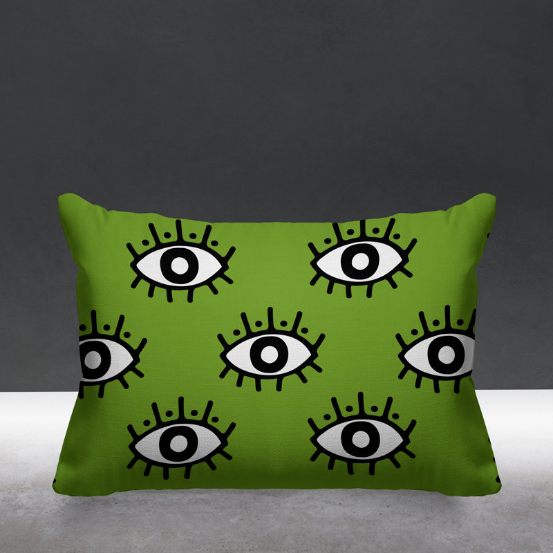Coussin intérieur / extérieur Ankara Evil Eye, Chartreuse