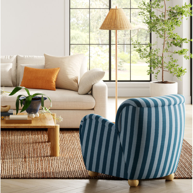 Cowen Polyester Armchair, Brush Canopy Tonal Blue