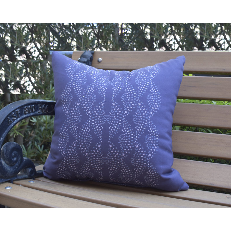 Fickle Florals Geometric Outdoor Reversible Throw Pillow, 16" x 16", Purple