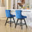 Swivel Velvet Barstools Set Of 2 With Button Tufted Decoration And Wooden Legs-2070239199