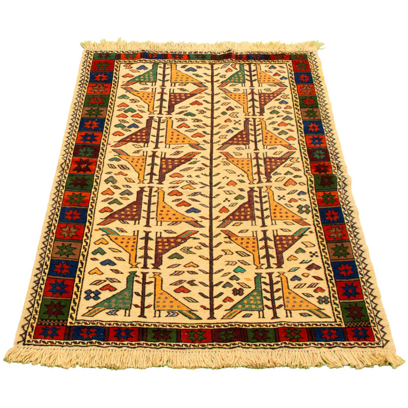 Tapis ivoire en laine noué à la main