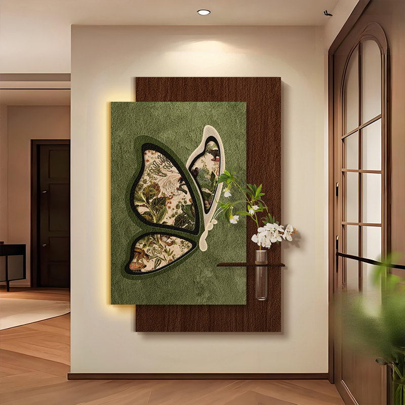 Art mural vert et grès brun, H 39,37 po x l 26,38 po