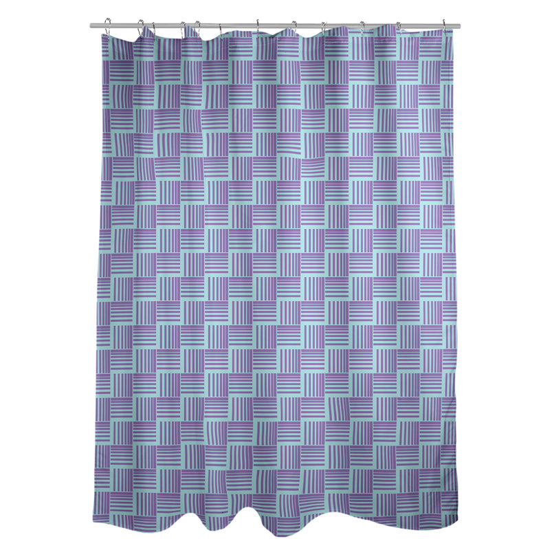 Rideau de douche simple basketweave rayures classic, Sarcelle / Mauve
