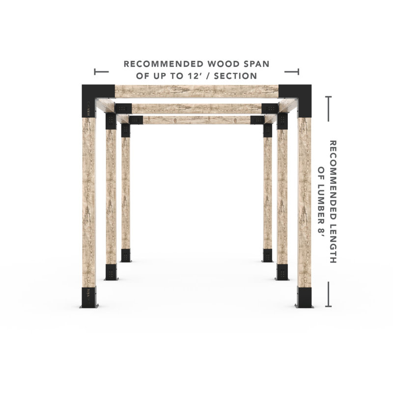 Ensemble de pergola double pour poteaux en bois 6 x 6 Toja, 96" H x 72" W x 72" D