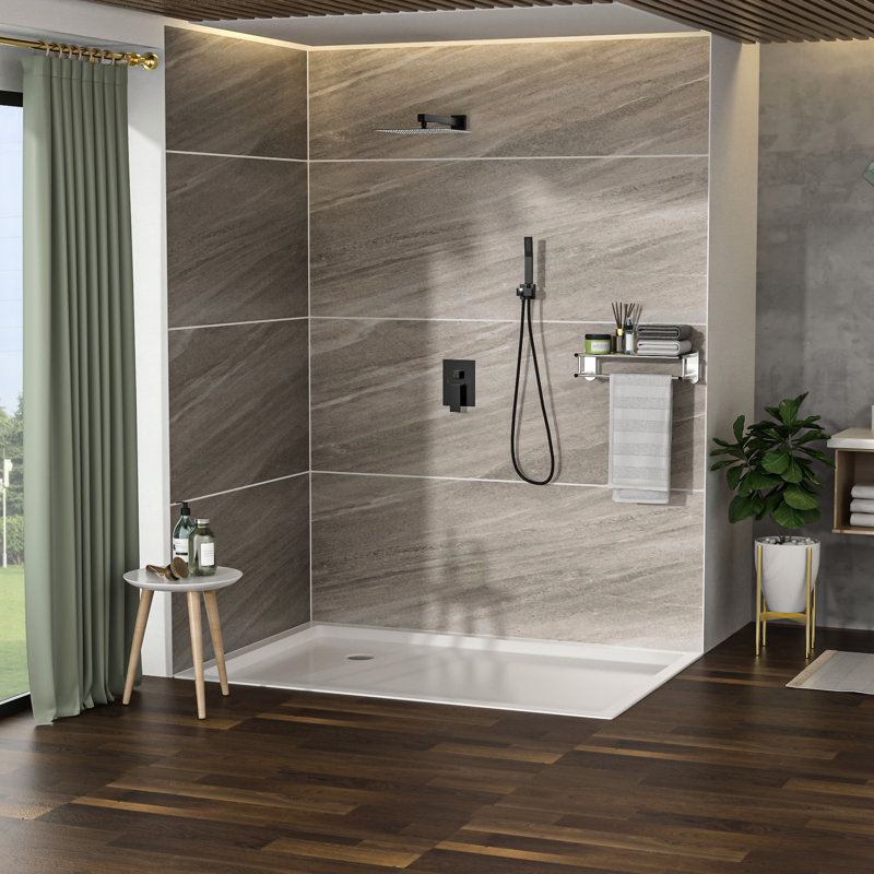 10 Inch Wall Mounted Dual Shower - Matte Black With Rainfall And Handheld Shower, 1.8 Gpm, Stainless Steel, Abs Plastic Material Stable Water