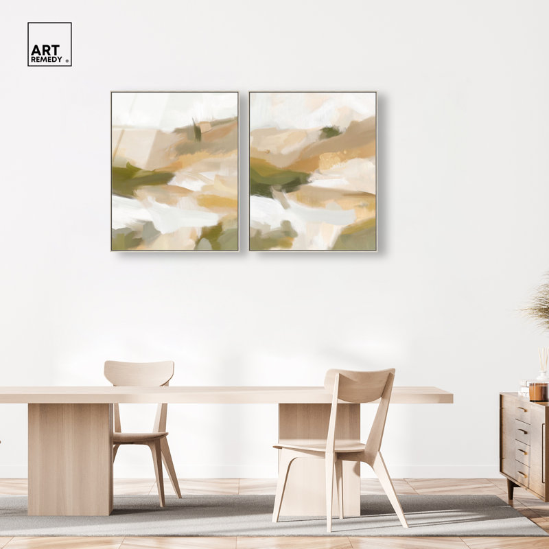 Beige Temptation Duo, ensemble de reproductions d'art mural encadrées par Art Remedy, cadre argenté, 30 x 36