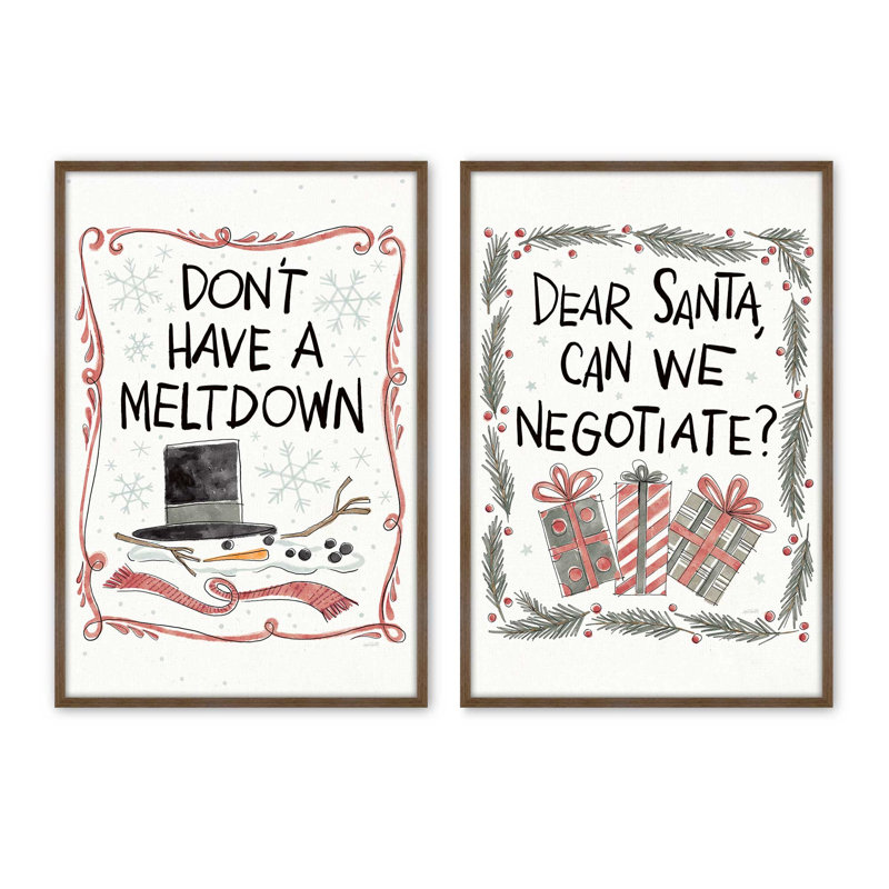 Ensemble de 2 estampes du Père Noël, Noyer, 14 po x 11 po