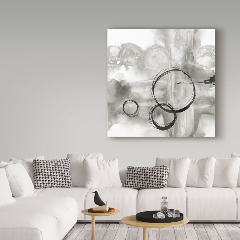 « full circle ii gray », reproduction de peinture à l’acrylique sur toile tendue, H 35 po x l 35 po x P 2 po