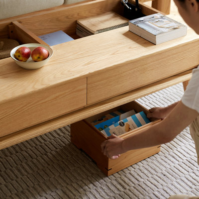 Table basse ronde de 31,5 po avec espace de rangement rétro, idéale pour le salon et le bureau