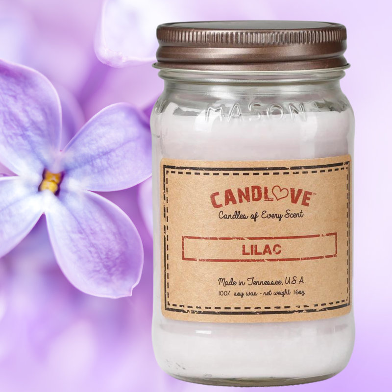 Lilac Scented Jar Candle with Glass Holder