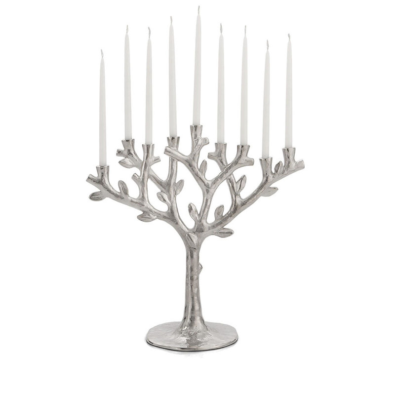 Tree of Life Menorah, Silver
