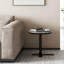 Table de bout ronde moderne 19,7 po avec plateau en pierre frittée et base en acier inoxydable, table d'appoint décorative pour salon, bureau personnel, appartement, bleu et noir