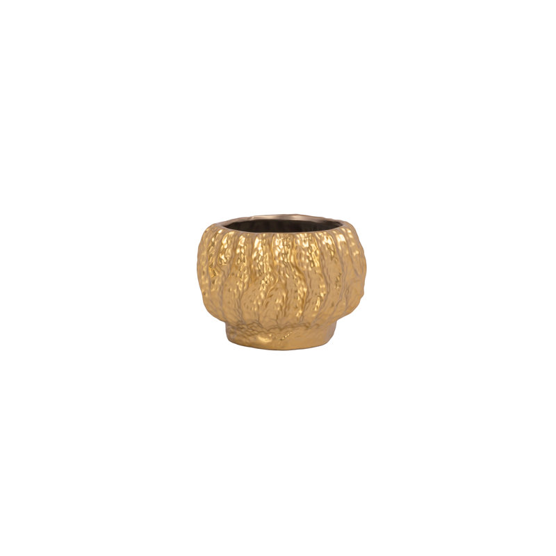 Stoneware Pot Gold, 6" H x 8" W x 8" D