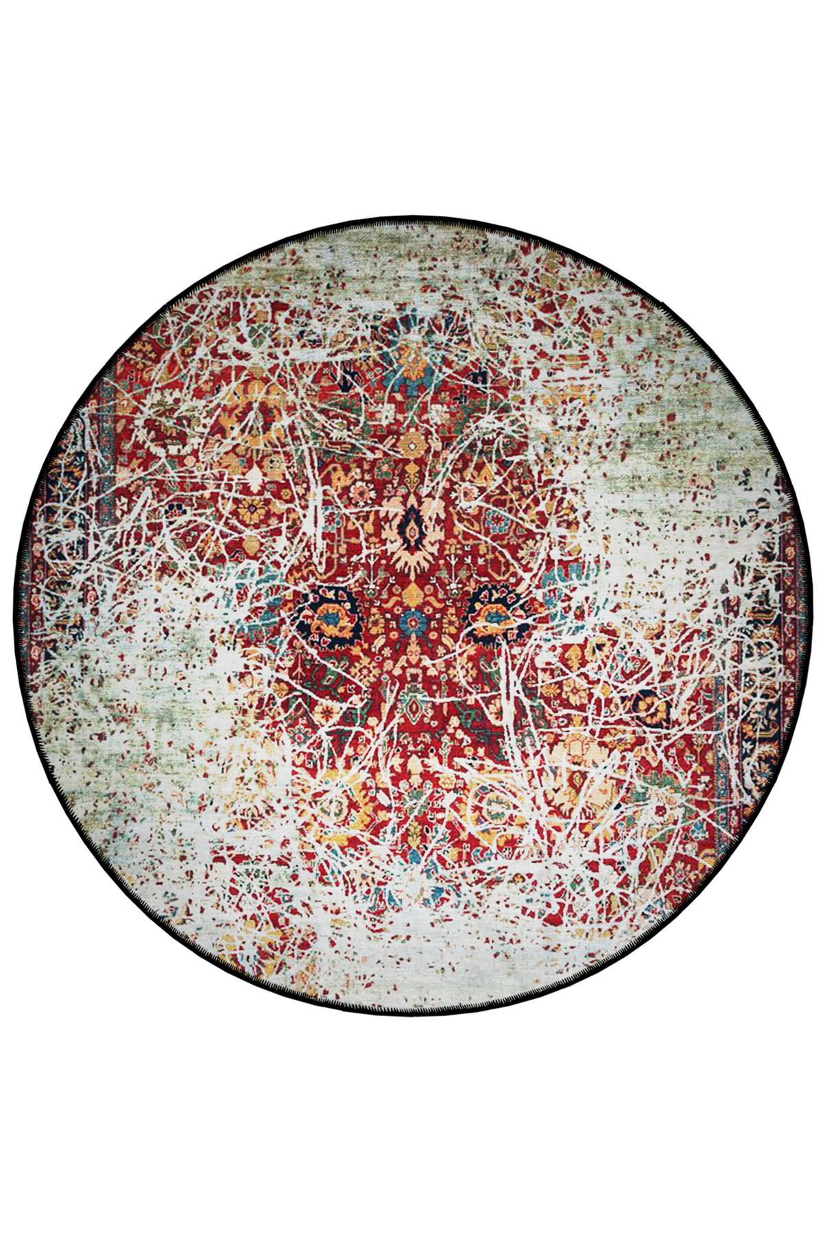 Traditinal Pattern Round Hokku Designs Beige Traditional Pattern Round Woven Base Vintage ...