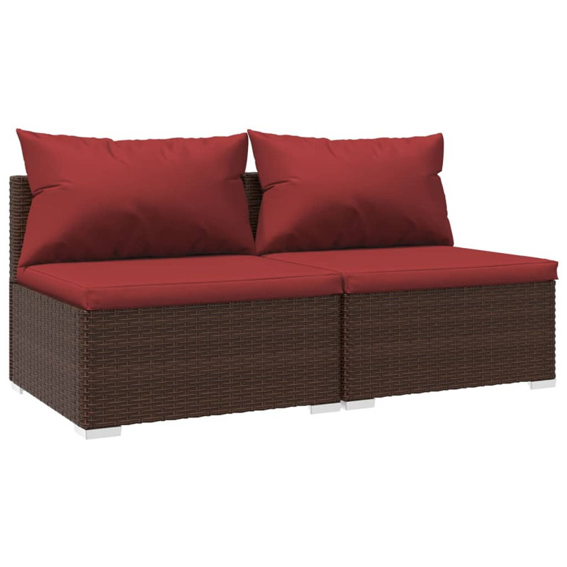 Ensemble de salon de jardin brun et rouge cannelle