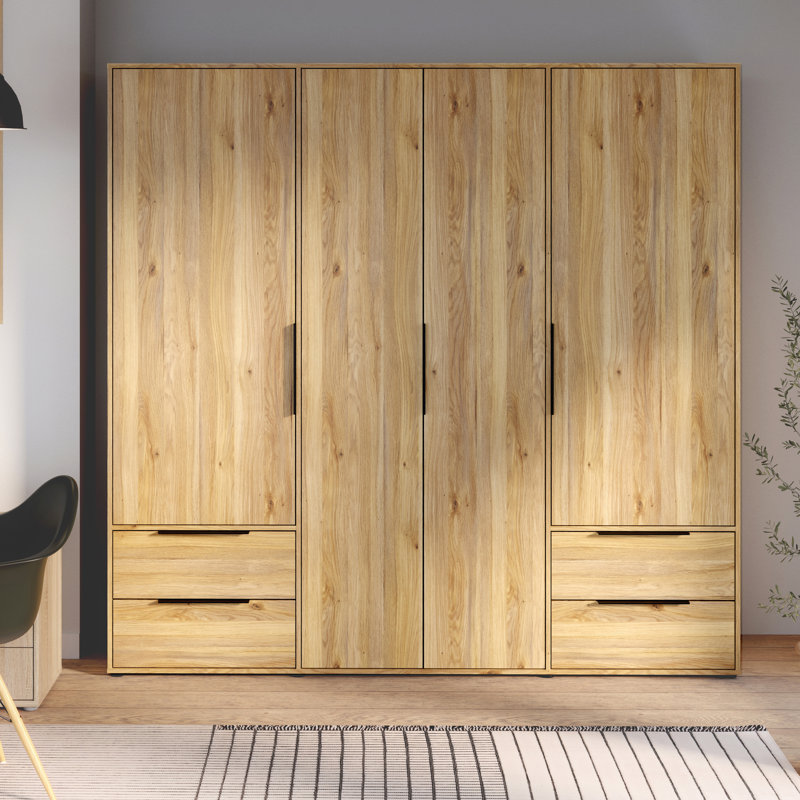 Tasharra 4 Door Manufactured Wood Wardrobe