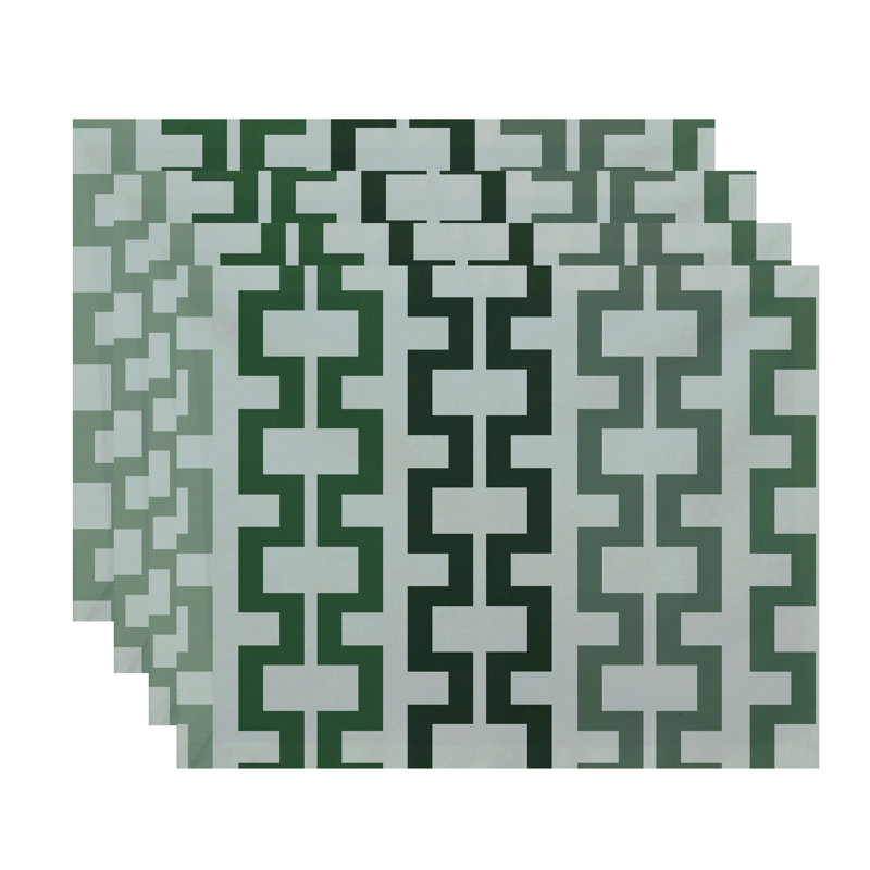 Cuff-Links Polyester Geometric Rectangle Placemat, Green