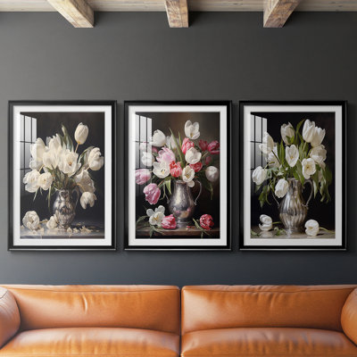 FLORAL Series DCCC  -Custom Framed  Premium Print W Matt - 3 Pieces