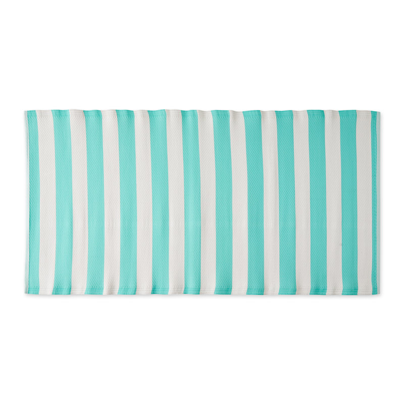 Tapis d'extérieur AQUA / rayures blanches 4 pi x 6 pi, Rectangle 3 pi x 6 pi
