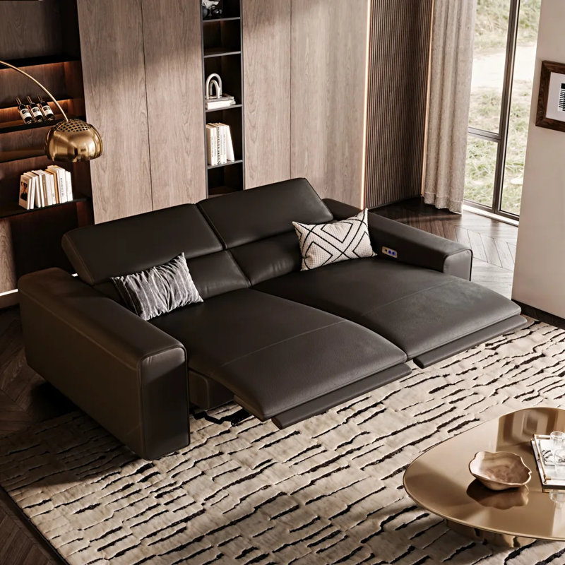 Canapé inclinable électrique Benjamin, 28.5" H x 77" W x 40.5" D, Noir