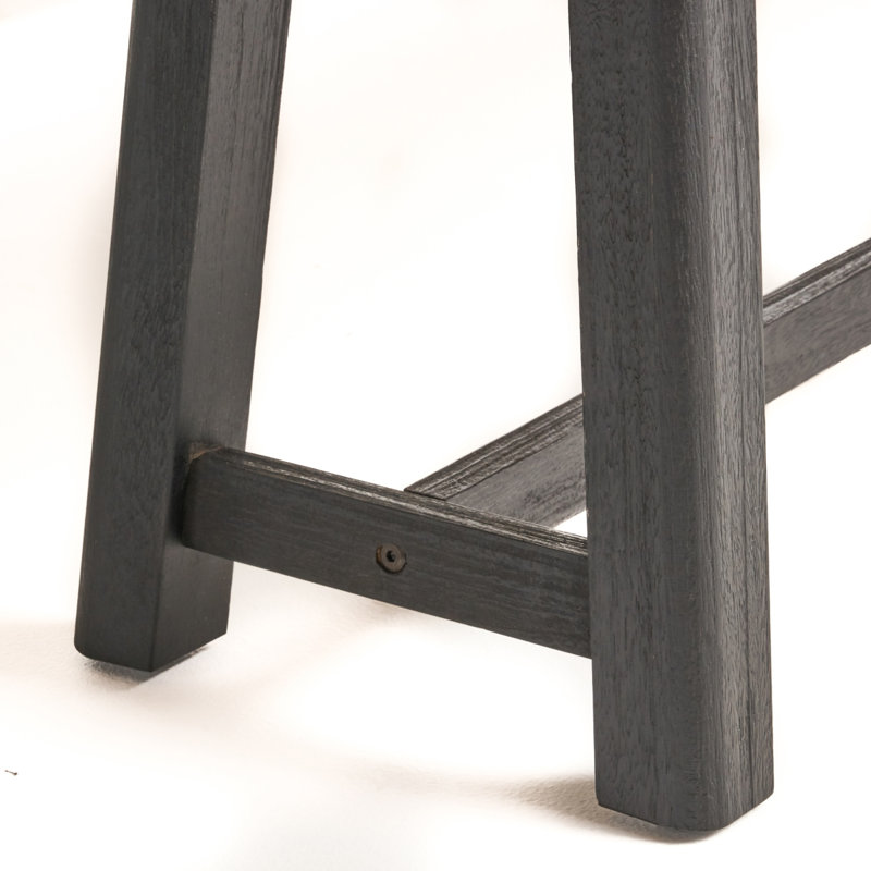 Acacia Outdoor Bench,Sandblast Teak Finish And Black, Set Of 2Pcs, Natural/Black
