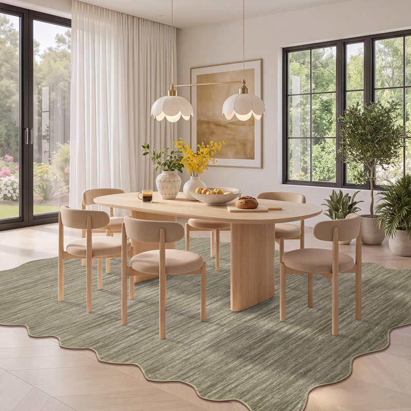 Tapis festonné lavable à bordure festonnée Tapis antidérapant uni antidérapant Tapis antidérapant, 5 x 7 pi (brun)