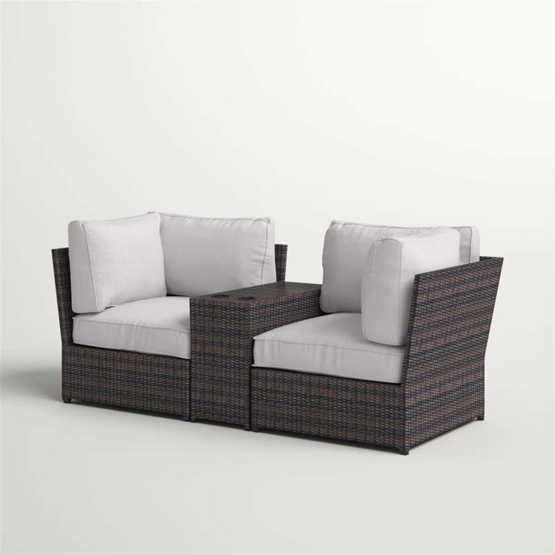 Causeuse d'extérieur en osier avec coussins - prête à l'emploi, aucun assemblage requis