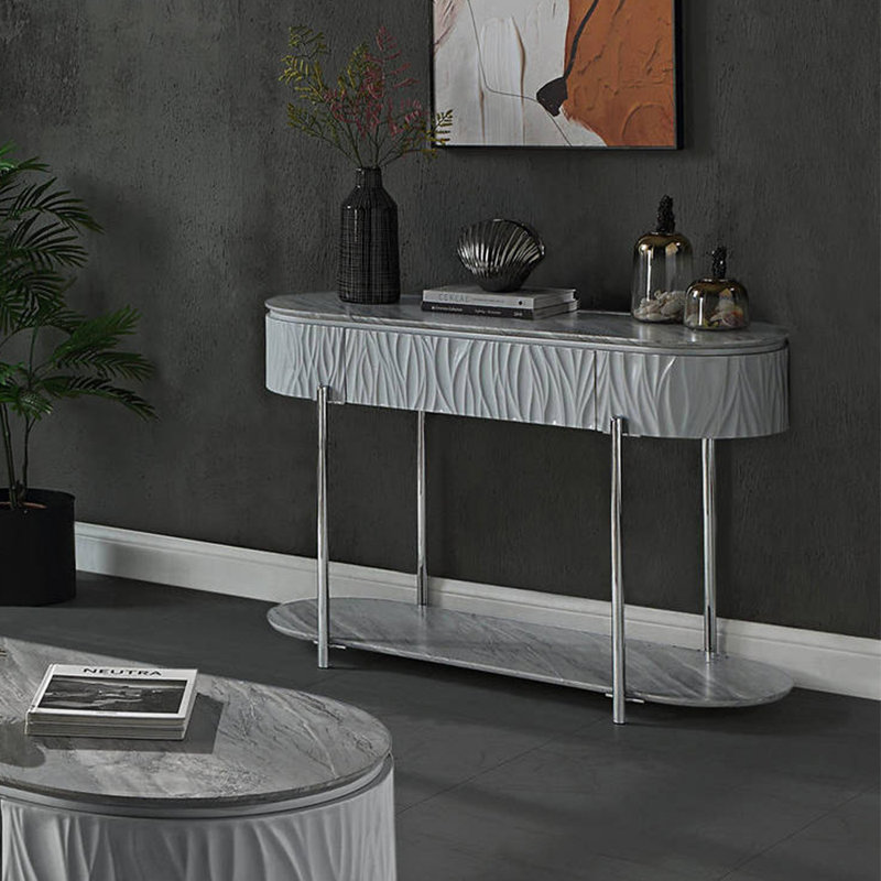Table de canapé ovale contemporaine 47 po Ellice