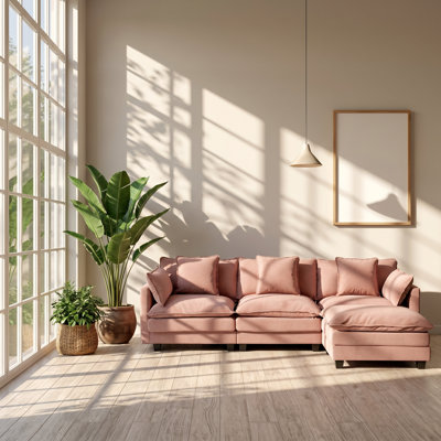 Canapé modulaire en chenille avec repose-pieds l 102 po x P 52,3 po x H 34,1 po Aurelia