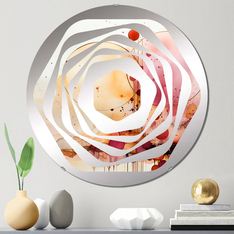 Synchro Elegance Retro Rose Gold Watercolor - Miroir décoratif Amorphe, 23,6 po x 23,6 po