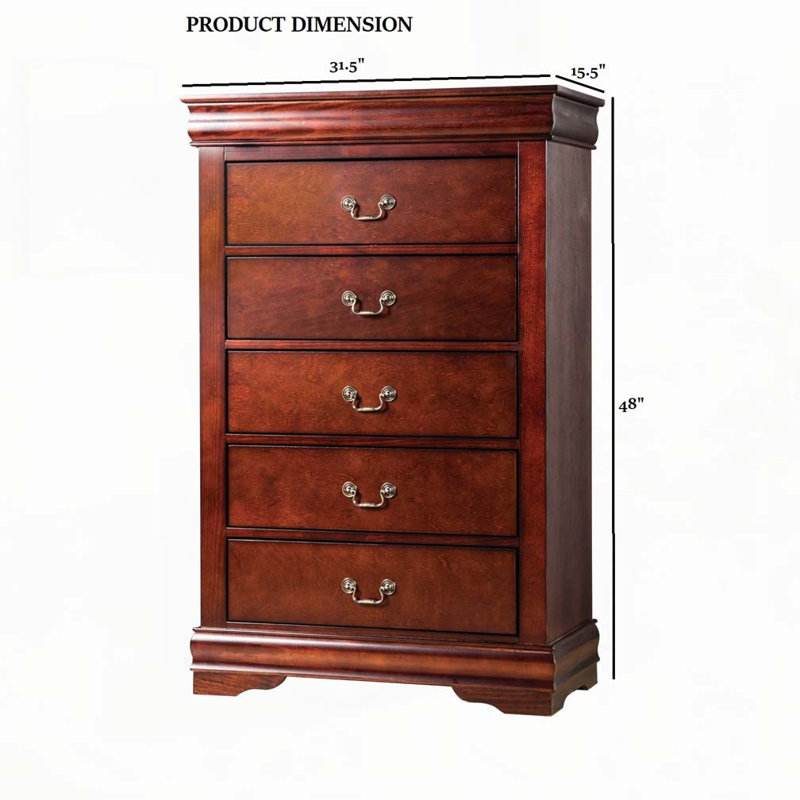Commode 5 tiroirs, Cerisier