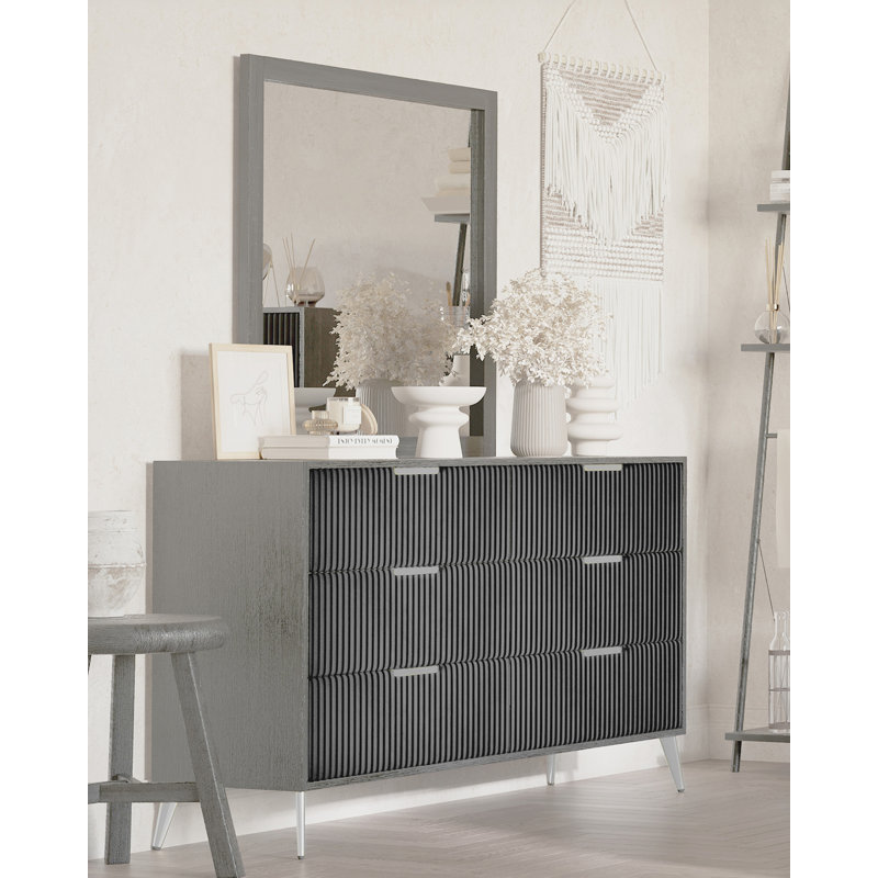 Ochlocknee Steel 58.5 " W 6 - Drawer Dresser, Gray