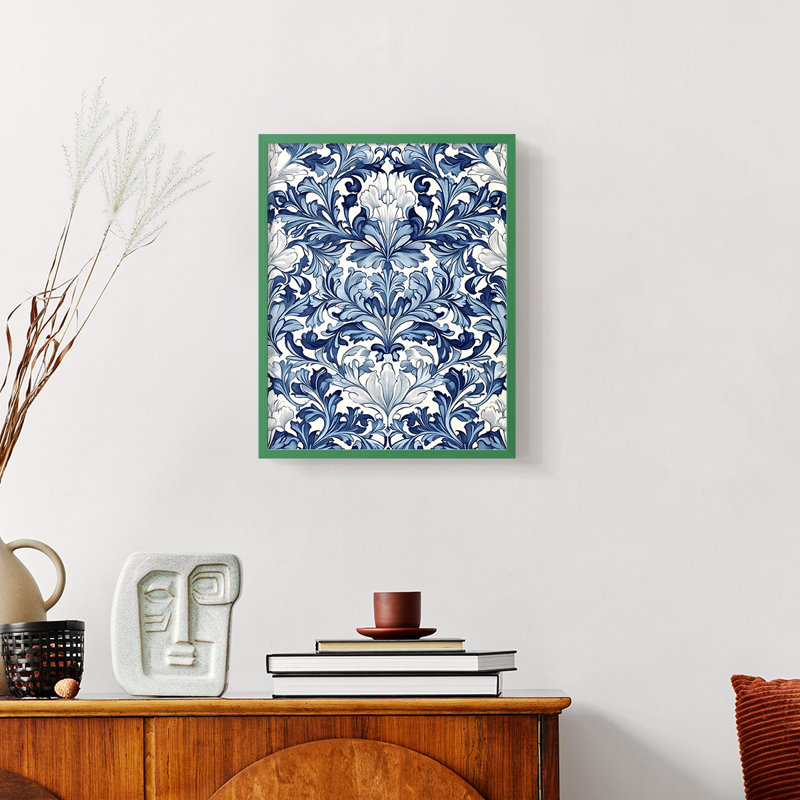 WM MORRIS Series DCXXIII  -Premium Framed Print -Ready to Hang - No Nails Required, 11" H x 9" W, Green