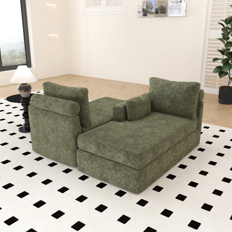 Canapé-lit avec housse de rangement l 63,4 po, canapé modulaire confortable et moderne avec coussins, Vert