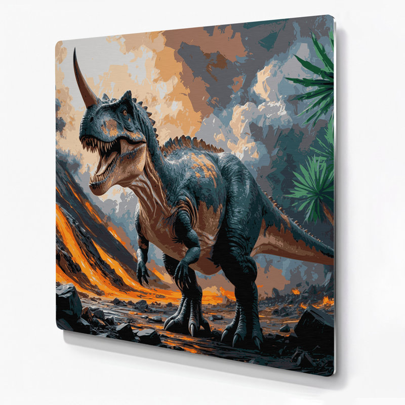 «Dinosaur Centrosaurus», art mural en métal gris, H 32 po x l 32 po