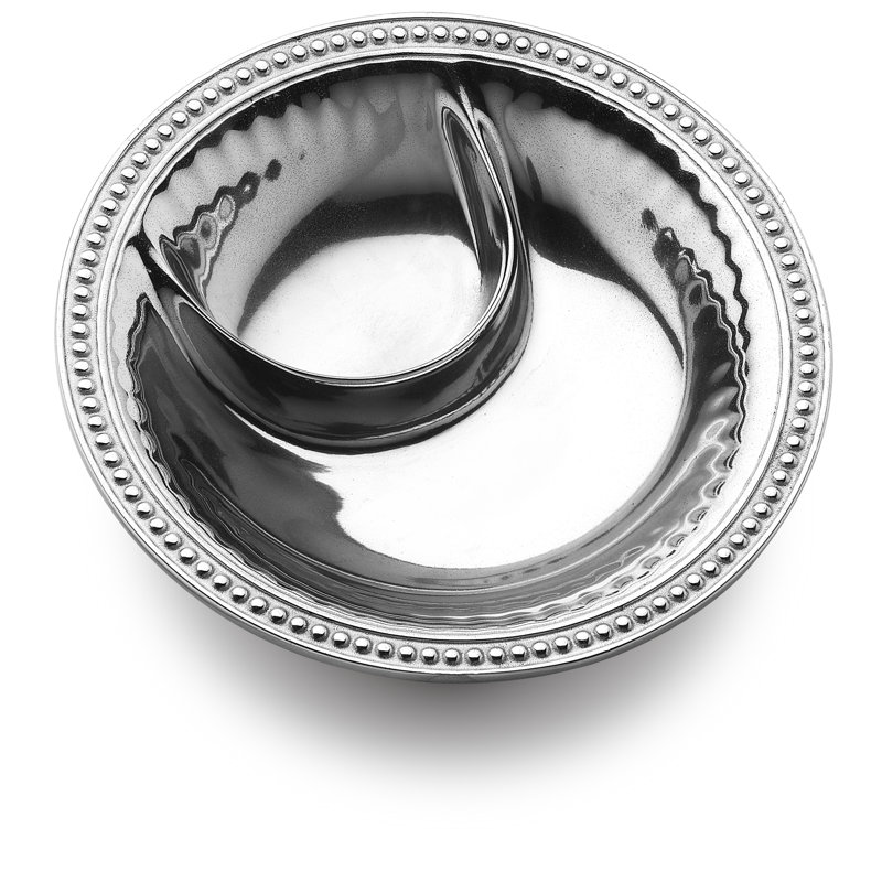 Petit plat rond à copeaux et à trempettes Wilton Armetale Flutes and Pearls, 11 pouces, argent