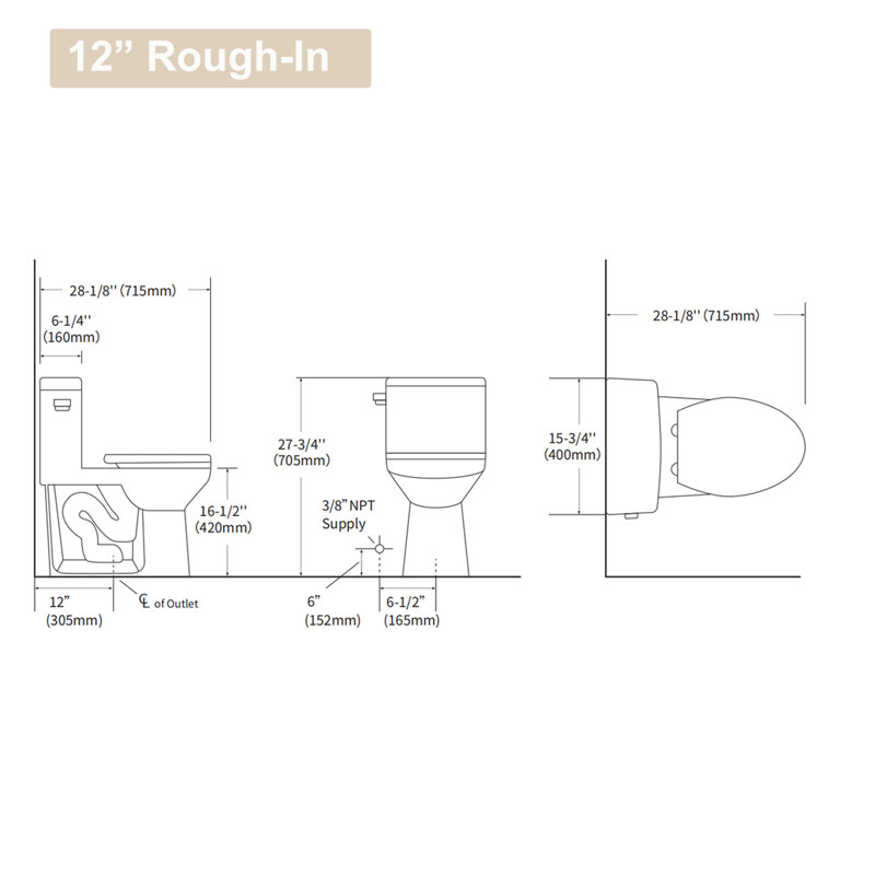 Hauteur de confort Kichae 1,28 GPF