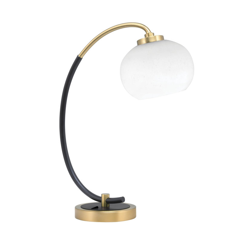 Lampe de bureau Arrandale, Transparent, Noir mat / laiton