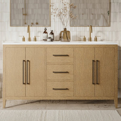Alsup 60'' Double Bathroom Vanity with Quartz Top