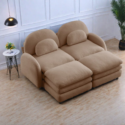 Cloud Comfort Sectionals, Teddy Fabric Modern 2 Seat Sofa For Home