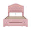 Lit plateforme tapissier simple Raelen avec tête de lit capitonnée, DEL et tiroir-634459222