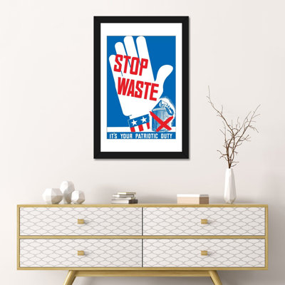 « wwii affiche of a hand realing a stop », affiche rétro sur toile