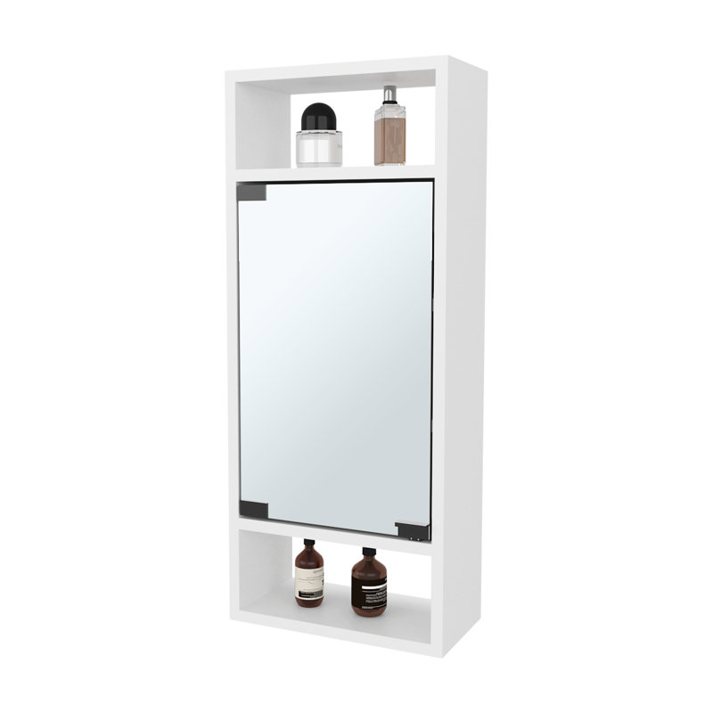 Armoire à pharmacie murale blanche avec porte miroir et rangement pour gadgets de salle de bain, salle de bain ouverte 11,75 pouces de large, hauteur 30,5