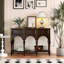 62.99"American-style solid wood brown-coloured entrance table storage rack-310064848