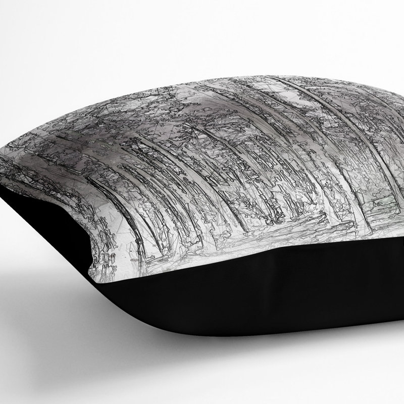 Pretty Forest Cushion with Filling, 55cm H x 55cm W x 20cm D, Black